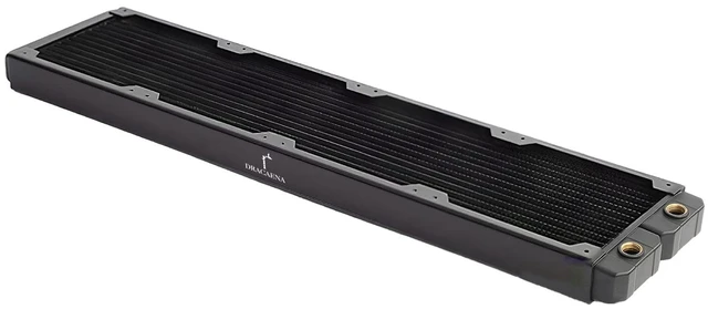 Main image of Dracaena.io 480mm Copper Water Cooling Radiator, 29mm, 2 G1/4 Ports, Black | Copper & brass · 14 micro-channels · G1/4 · full-tower CPU+GPU · fits EK, Alphacool, Barrow, XSPC builds
