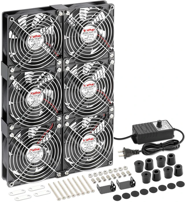 Main image of Wathai 120mm x 6 Small Box Computer Fan with AC 110V 240V Speed Controller | Dual Ball with Variable Speed Controller for Server Rack, Greenhouse, Basement, Window Exhaust Cooling Ventilation