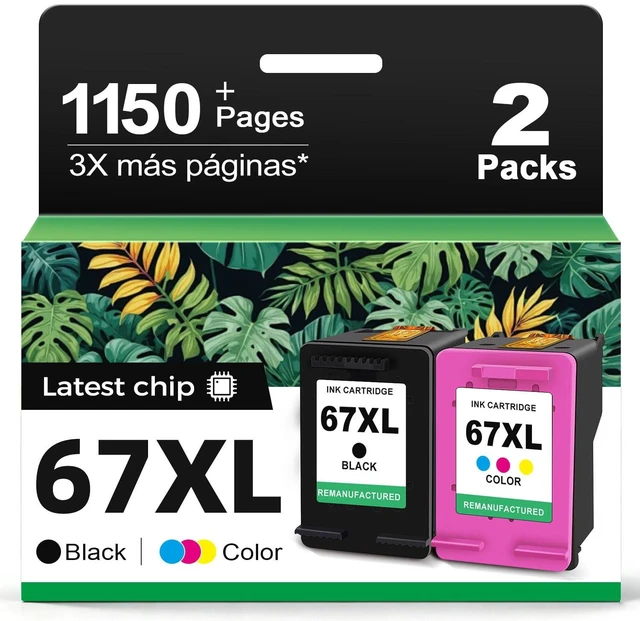 Main image of 67XL Ink Cartridges Black/Color Combo Pack Replacement for HP Ink 67 XL | HP67 DeskJet 2827e 2855e 4227e 4255e 2700 2700e 2752 2742e 2755 2755e 4100 4152e 6000 6055e 6052 6400 6455e Printer