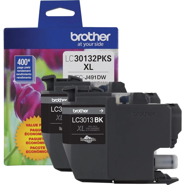 Alt view image 4 of 7 - Brother Genuine LC30132PKS 2-Pack High Yield Black Ink Cartridges, Page Yield Up to 400 Pages/Cartridge, LC3013