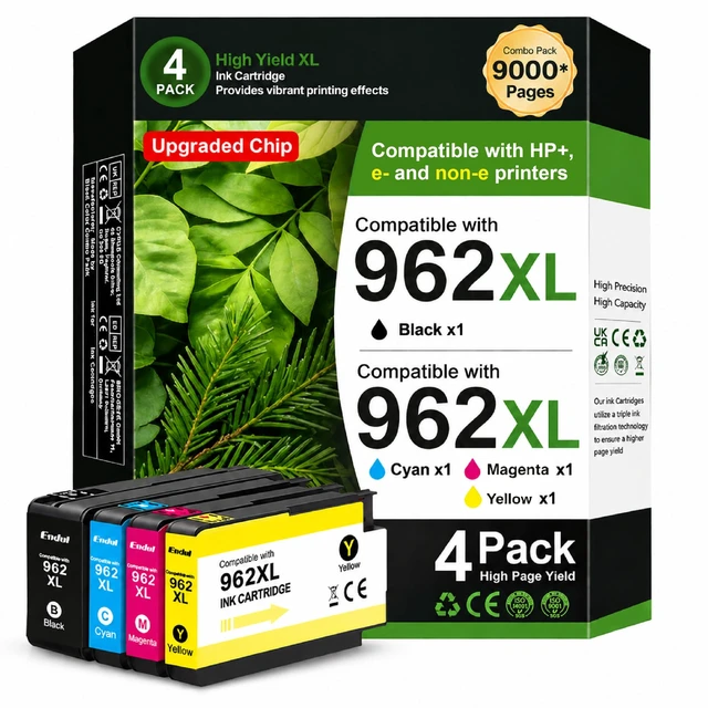 Main image of 962XL Ink Cartridges Combo Pack Black, Cyan, Magenta, Yellow Compatible for HP 962XL Ink Cartridges Work for HP OfficeJet Pro 9018e 9015e 9018 9012e 9015 9010 9018e 9012 9025e Printer, (4-Pack 962XL )