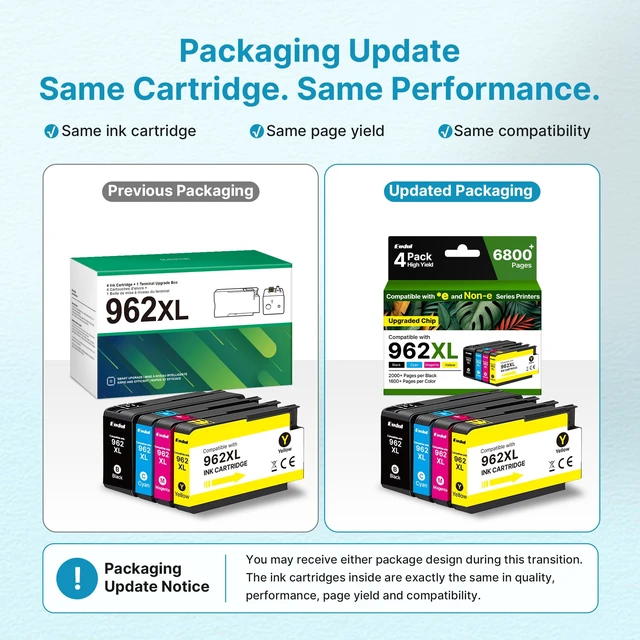 Alt view image 6 of 7 - 962XL Ink Cartridges Combo Pack Black, Cyan, Magenta, Yellow Compatible for HP 962XL Ink Cartridges Work for HP OfficeJet Pro 9018e 9015e 9018 9012e 9015 9010 9018e 9012 9025e Printer, (4-Pack 962XL )