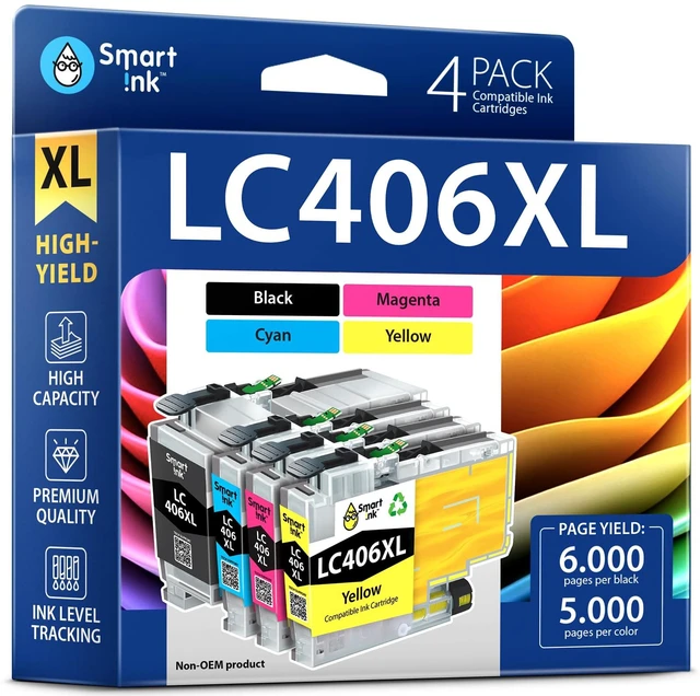 Main image of Smart Ink Compatible Ink Cartridges Replacement for Brother LC406 XL LC406XL for Brother Printer MFC-J4335DW MFC-J4535DW MFC-J5855DW MFC-J6555DW MFC-J4345DW XL (4 Pack, Black, Cyan, Magenta, Yellow)