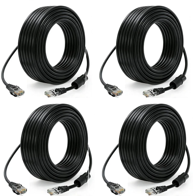 Main image of GWFIBER Cat 6 Ethernet Cable 100 ft,PoE Cable High Speed 10Gbps LAN RJ45 Network Cable LAN Cable 100ft for Indoor IP Camera Cable Router, VoIP Internet Cable 30m Long ethernet Cable 100ft Black 4PCS