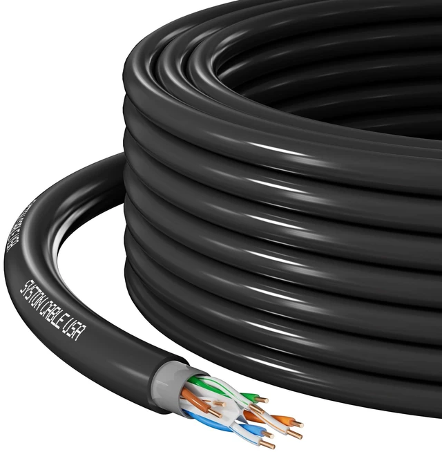 Main image of Syston Direct Burial Cat 6A+ Ethernet Network Cable 700 MHz, Bulk UTP 23 AWG Outside Plant (OSP) - Rated, Pure Bare Copper Wire, Waterproof Dual-Layer Jacket for Outdoor Wet Location Using