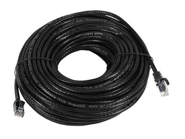 Alt view image 4 of 6 - Monoprice Cat6 100ft Black Patch Cable UTP 24AWG 550MHz Pure Bare Copper Snagless RJ45 Flexboot Series Ethernet Cable- Pack of 1