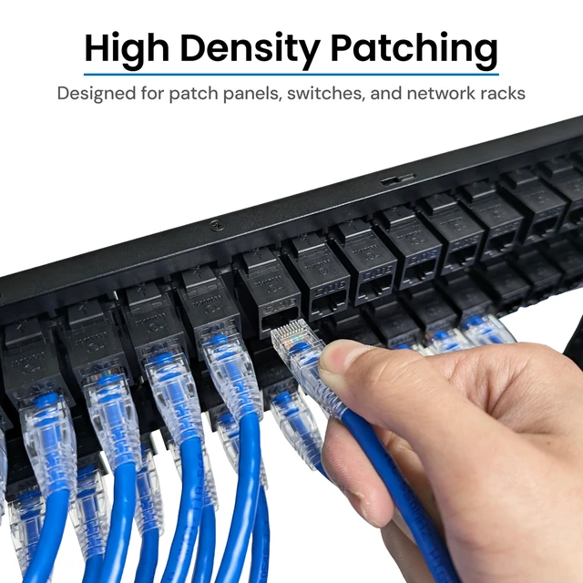 Alt view image 7 of 7 - CAT6 Ethernet Patch Cord, RJ45 UTP 24 AWG, 550 MHz, 3 FT, Blue, 25-Pack | Clear low-profile snag-free boots, stranded bare copper, 50µin gold contacts, 100% factory tested, UL 1863, 94V-0, CSA, FT4