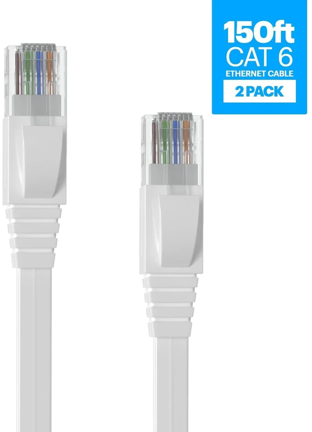 Alt view image 2 of 5 - Amcrest CAT6E 4K-Rated Video POE Ethernet Cable 150ft Internet High Speed Network Cable for PoE Security IP Cameras, Smart TV, PS4, Xbox One, Router, Laptop, Computer, Home (2PACK-CAT6ECABLE150)