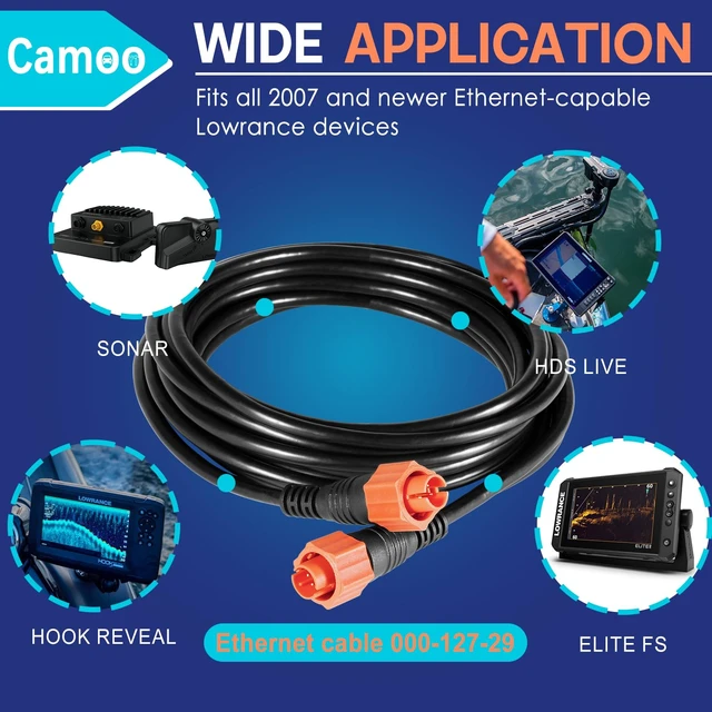 Alt view image 3 of 7 - 3004.7036 Replacement for Lowrance Ethernet Cable, 15ft (4.5m), Ethext-15Yl | 5-Pin Network Cable, Fit for Most Lowrance Devices, High-Speed, Plug and Play
