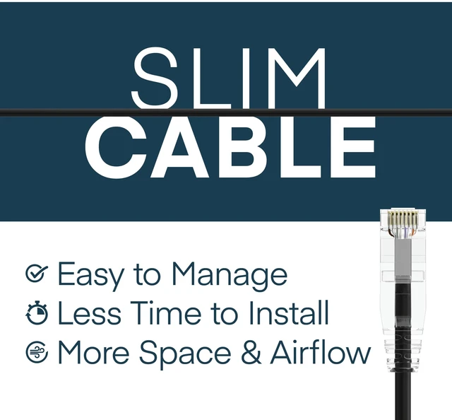 Alt view image 2 of 6 - ClearFit Slim 10 Pack - 3ft Cat6A Cable with 4 8-Inch Hook and Loop Straps, 28AWG Ethernet Patch, Network, Clear Boot, Cat 6A Internet, Black, 3 Foot, by UNC Group