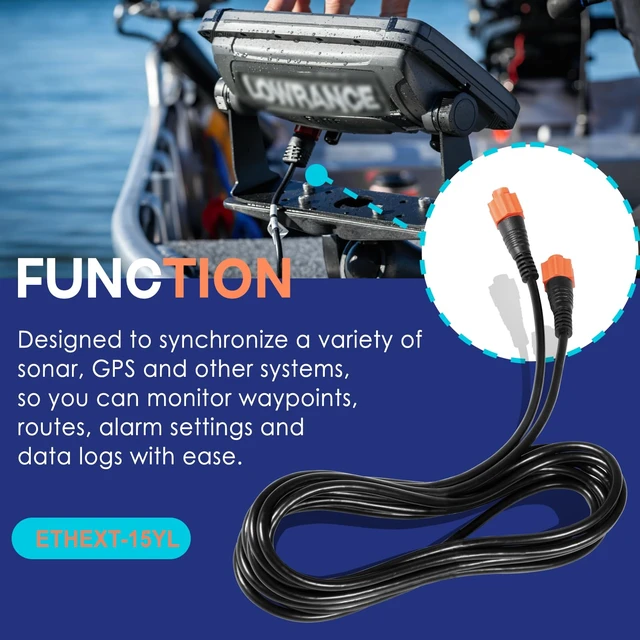 Alt view image 2 of 7 - 3004.7036 Replacement for Lowrance Ethernet Cable, 15ft (4.5m), Ethext-15Yl | 5-Pin Network Cable, Fit for Most Lowrance Devices, High-Speed, Plug and Play
