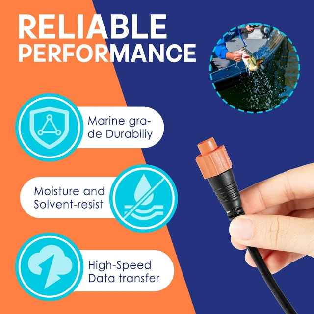 Alt view image 5 of 7 - 3004.7036 Replacement for Lowrance Ethernet Cable, 15ft (4.5m), Ethext-15Yl | 5-Pin Network Cable, Fit for Most Lowrance Devices, High-Speed, Plug and Play
