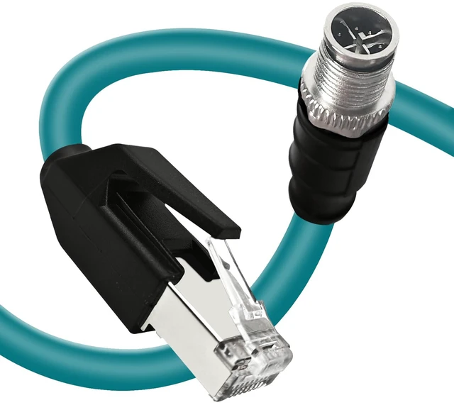 Main image of GEOAOBLE 6.6FT M12 8 Pin X Code Male to RJ45 Industrial Ethernet Cable High Flexible Shielded CAT6A Ethernet Cable for Industrial Camera Network Application 2M
