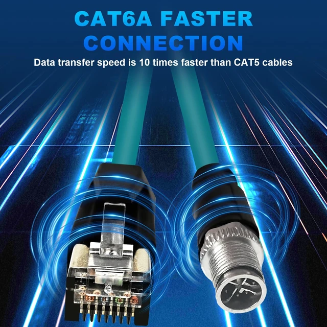 Alt view image 7 of 7 - GEOAOBLE 6.6FT M12 8 Pin X Code Male to RJ45 Industrial Ethernet Cable High Flexible Shielded CAT6A Ethernet Cable for Industrial Camera Network Application 2M