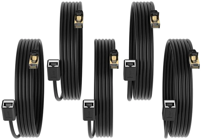 Main image of J&D Cat6 Ethernet Cable 3 feet (5-Pack), Gold Plated RJ45, 10Gbps for Gaming/Streaming/Networking, Outdoor and Indoor