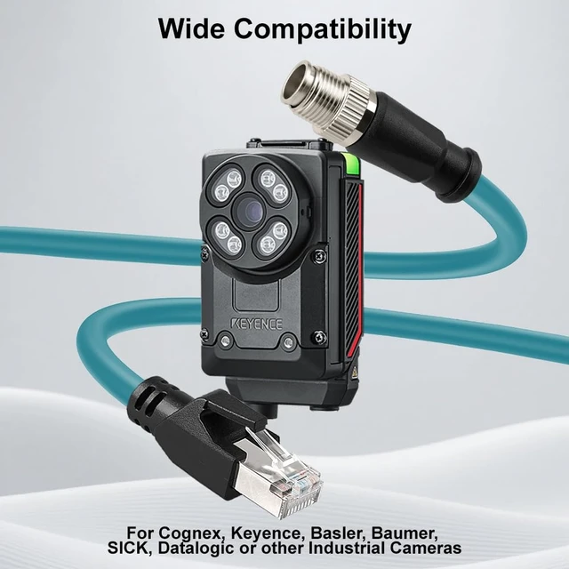 Alt view image 2 of 7 - Alvin's Cables M12 8 Pin Male to RJ45 Shielded Ethernet Cable M12 X Coded 8 Position Cat6a Cable for Cognex Industrial Camera 9.8ft/3M