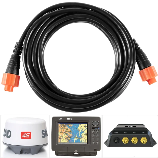 Main image of Bonbo 000-0127-29 15ft Ethernet Cable for Lowrance 5-Pin 3004.7036 | Replaces 3004.7036 & ETHEXT-15YL. Fits 2007+ Lowrance sonar GPS. 15ft marine waterproof 5-pin yellow plug-and-play cable.
