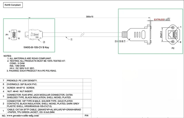 Alt view image 7 of 7 - IX40G-B-10S-CV(7.0) IX B Key to RJ45 Female Cable Screw Panel Mount RJ45 Modular Jack Industrial Cat6A Ethernet Shielded Cable for Industrial Camera Machine Vision PLC Robotic(0.3M/0.98FT)