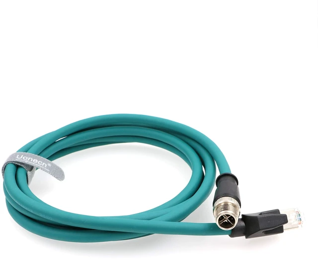 Main image of Uonecn M12 8 Pin X-Code to RJ45 Male Cat6A Shielded Ethernet Cable, High-Flex Industrial Ethernet Cable Compatible with Cognex in-Sight, DataMan, Machine Vision Cameras, Green, 9.84ft/3m
