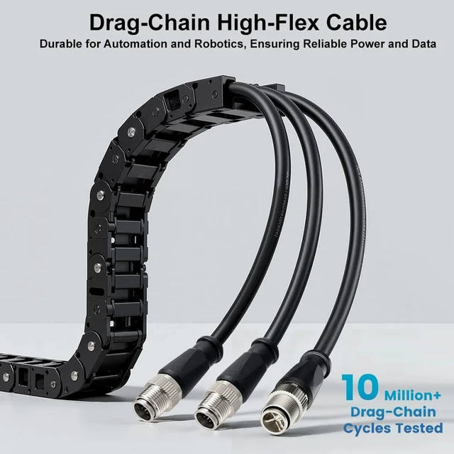 Alt view image 6 of 7 - Alvin's Cables Cognex High Flex Cat6a Ethernet Cable,M12 X-Coded 8 Pin to 8 Pin Male Cable for Cognex Basler Industrial Camera,2m/6.6ft