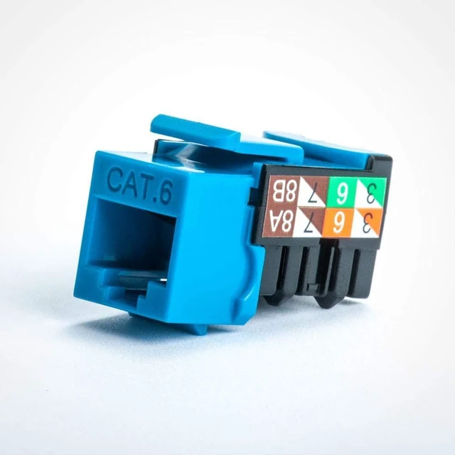 Main image of Vertical Cable CAT6 RJ45 Keystone Jack - Blue 25 Pack
