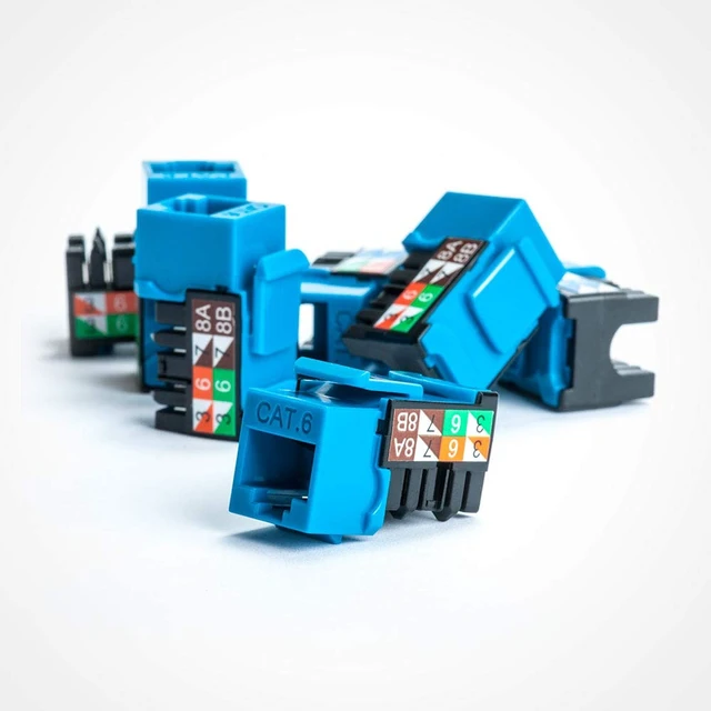 Alt view image 2 of 2 - Vertical Cable CAT6 RJ45 Keystone Jack - Blue 25 Pack