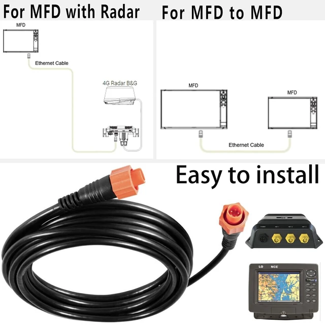Alt view image 3 of 7 - for Lowrance 5-Pin 3004.7036 000-0127-29 Ethernet Cable ETHEXT-15YL | 15ft Ethernet Cable Replaces 3004.7036 ETHEXT-15YL. fits all 2007 and newer Ethernet-capable Lowrance devices