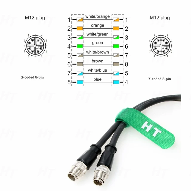 Alt view image 4 of 5 - HangTon M12 8 Pin X-Coded Ethernet Network Cat6 Cable for Cognex in Sight 2800 3800 2000 9000 8000, 7000 Gen2 Basler Industrial Sensor Camera High Speed Shielded 5m