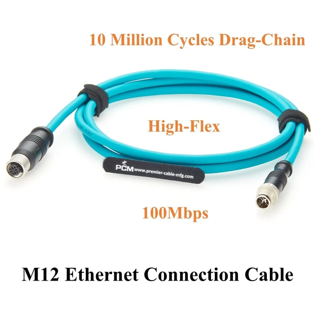 Alt view image 3 of 6 - IP67 M12 X Code Male to D Code Female Ethernet Connection Cable Cat6A High-Flex Drag Chain Shielded Compatible with IFM E80412 for Profinet, EtherNet/IP, Modbus TCP, PLC, Robotics(2M/6.6FT)