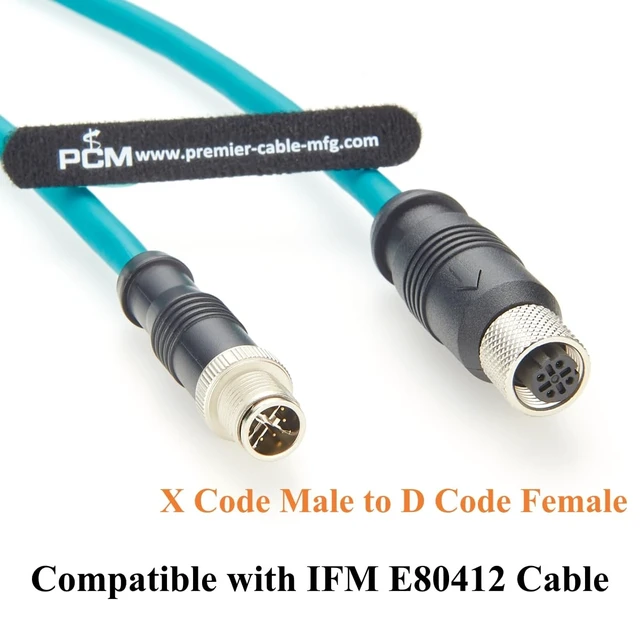 Alt view image 4 of 6 - IP67 M12 X Code Male to D Code Female Ethernet Connection Cable Cat6A High-Flex Drag Chain Shielded Compatible with IFM E80412 for Profinet, EtherNet/IP, Modbus TCP, PLC, Robotics(2M/6.6FT)