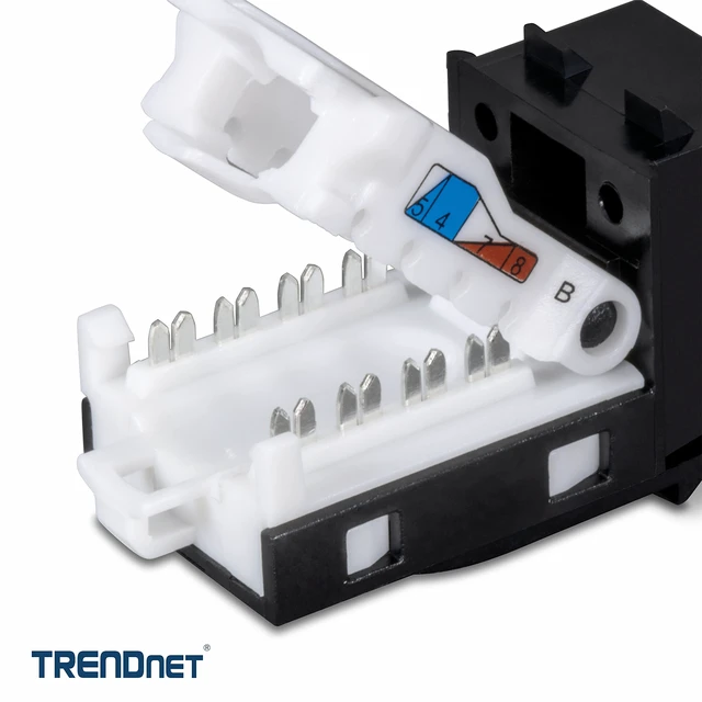 Alt view image 2 of 7 - TRENDnet Cat6 Keystone Jack, 25-Pack Bundle,TC-K25C6BK | 90° Angle Termination, Compatible with Cat5, Cat5e, &Cat6 Cabling,Color-Coded Labeling for T568B Wirin,Gold-Plated Contacts
