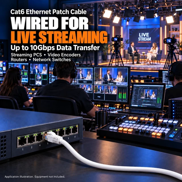 Alt view image 7 of 7 - Ethernet Patch Cable 150ft 24AWG Round 10Gbps 550MHz Poe IP Camera&NVR | Cat6 LAN Ethernet Cable,Stranded Copper Conductors Gold-Plated RJ45 for Outdoor Cameras Remote APs Switches NVRs and Bridges