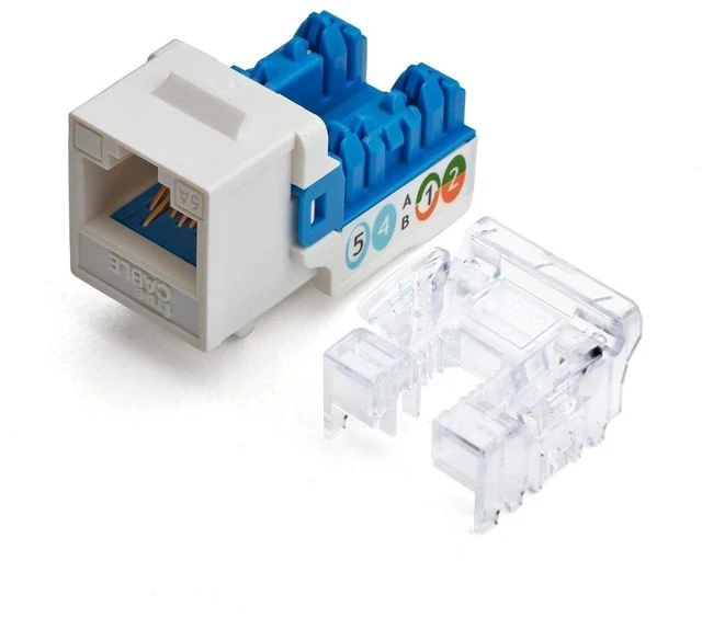 Main image of TRUE CABLE Cat6A Unshielded (UTP) Keystone Jack, 90-Degree Punch-Down RJ45 Female Module, PoE++ 4PPoE, UL Listed & TIA Certified, White, 12 Pack