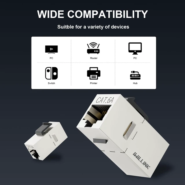 Alt view image 2 of 7 - iwillink Cat6A Keystone Coupler RJ45 Shielded Ethernet Coupler 25-Pack | RJ45 Coupler, Female to Female Cat6a Keystone Jack, STP Keystone Insert Inline Coupler for Cat6a/6/5e Cable, Silver