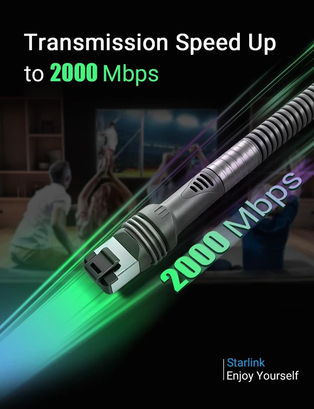 Alt view image 6 of 7 - Starlink Cable Gen 3 for Standard 4/4X/V4/V5, Starlink Ethernet Cable 100FT | 23AWG Starlink Replacement Cable, Cat 6, starlink cord with Wire Loom, LSZH, Starlink Extension Cable for Boat Rooftop