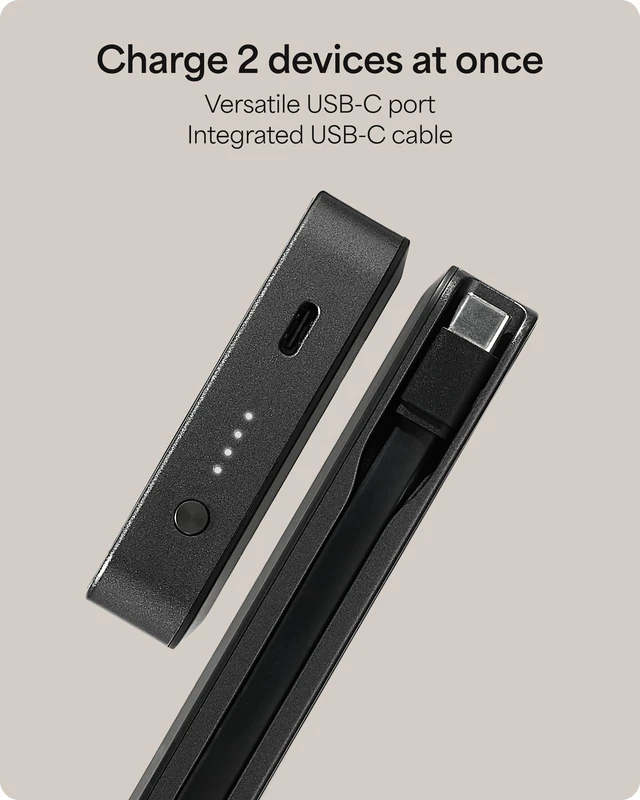 Alt view image 5 of 7 - Mophie Powerstation Plus AC 10K Portable Charger, Standard Series | 10,000mAh Power Bank for iPhone 17 / 16, Integrated USB-C Cable, Folding Wall Prongs, 20W Fast Charging, Airline Friendly