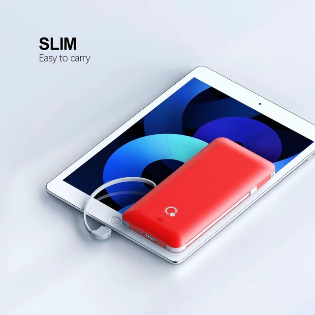 Alt view image 5 of 6 - 10000mAh Portable Charger, Slim USB B C Power Bank,4 Output External Battery Pack with Built-in AC Wall Plug Micro and USB C Three Cables Compatible with All mobilephone