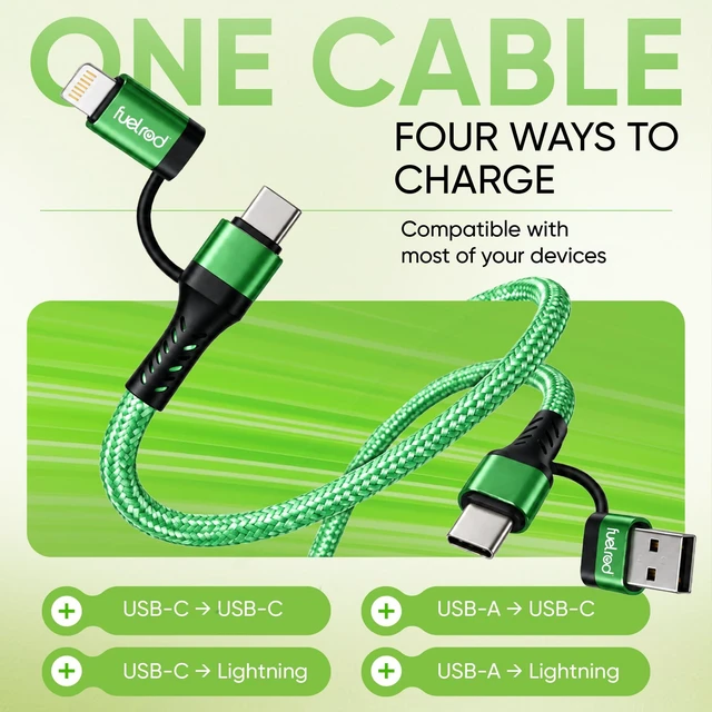 Alt view image 5 of 5 - FuelRod Swappable Power Portable Charger Kit with USB-C Cable & Adapters | Travel-ready fast portable power bank, 4-in-1 cable, adapters, and access to the FuelRod Swappable Power Network