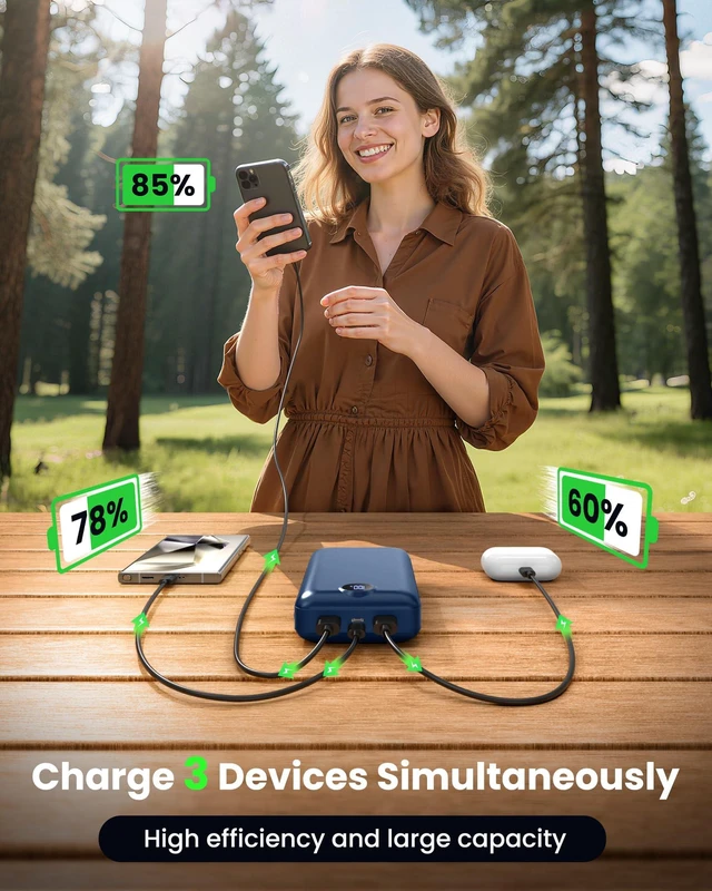Alt view image 2 of 7 - Portable Charger Power Bank 50000mAh 22.5W Fast Charging Battery Bank USB C External Battery Pack with 3 Output & 2 Input Digital Display Travel Essential for iPhone 16/15/14/13/12, Samsung, iPad etc