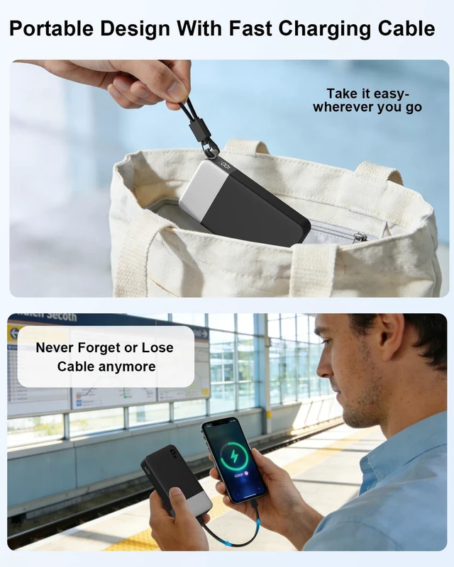 Alt view image 7 of 7 - NOBIS Portable Charger 20000mAh 45W Power Bank with Detachable C-Cable | Battery Pack w/2 USB-C(In/Out) & 2 USB-A, Digital Display,Small Current Mode, Battery Bank Travel for Pad,Phone 17 Steam Deck