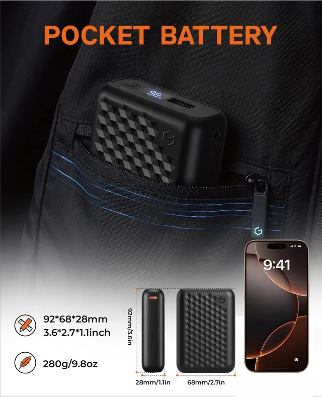 Alt view image 2 of 6 - Wulcea 12v 18400mAh High Capacity Type-C InputUSB Type-C DC Output Fast Charge for Graphene Heated Jacket Heated Vest Long Lasting Portable Charger Digital Display for Genovega VERGOO