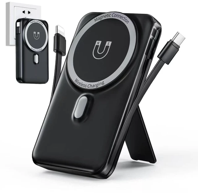 Main image of for Magsafe Portable Charger for iPhone 10000mAh Wireless Magnetic Power Bank, 22.5W Fast Charging Battery Pack, Built-in Cables and Wall Plug & Foldable Stand for iPhone 18/17/16/15/14/13 Series