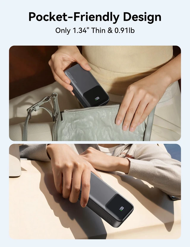 Alt view image 7 of 7 - Fast Charging Portable Charger 20000mAh with Built-in 4 Cables | 5 Outputs 2 Inputs,Slim Power Bank,Travel Essentials,LED Display,External Battery pack for iPhone,for iPad & More