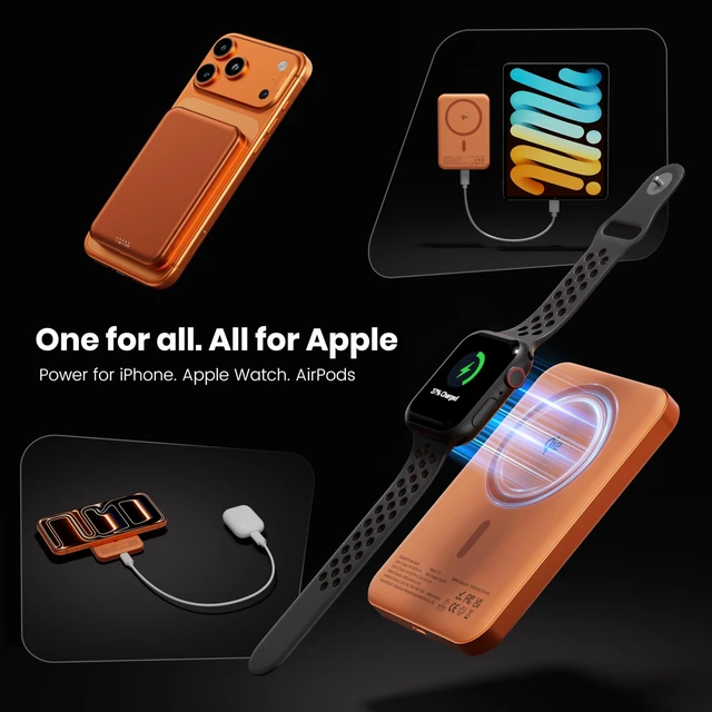 Alt view image 2 of 7 - Catmart Qi2 Certified Magnetic Power Bank 10000mAh, 15W Fast Wireless Charger, Ultra-Slim LiFePO4 Battery Pack with 20W PD USB-C, Portable Charger for iPhone 18-12, Apple Watch & AirPods