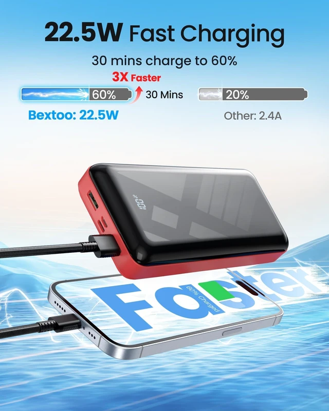 Alt view image 3 of 7 - 50000mAh
Portable
Charger
Power
Bank,
22.5W
PD
Fast
Charge
Battery
Pack | for 3-Devices Power Bank, Travel Camping Essential, USB C External Battery Pack for iPhone Samsung Android, Red