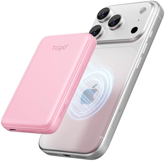 Main image of TG90° Mini Magnetic Power Bank,10,000mAh Magsafe Portable Charger,Pink | 15W Ultra Slim PowerBank,22.5W Fast Charging,Compact Wireless Travel Essential Battery Pack,for iPhone 18/17 Series and More