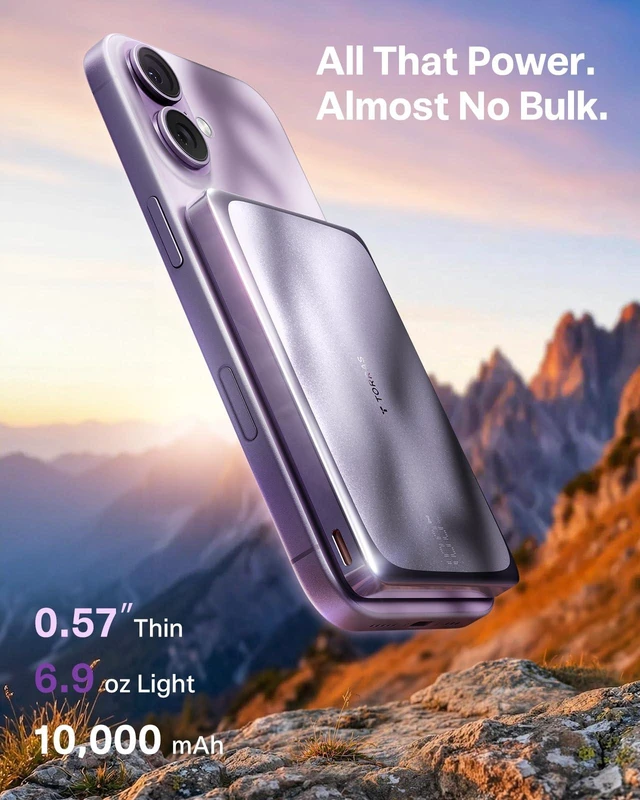 Alt view image 3 of 7 - MiniMag Pro iPhone 18 Pro Max Portable Charger Power Bank, 10000mAh | 15W Magnetic Battery Pack for iPhone 18/16/15/14/13, Slim Wireless Charger with 30W USB-C Semi-Solid-State Battery for Travel