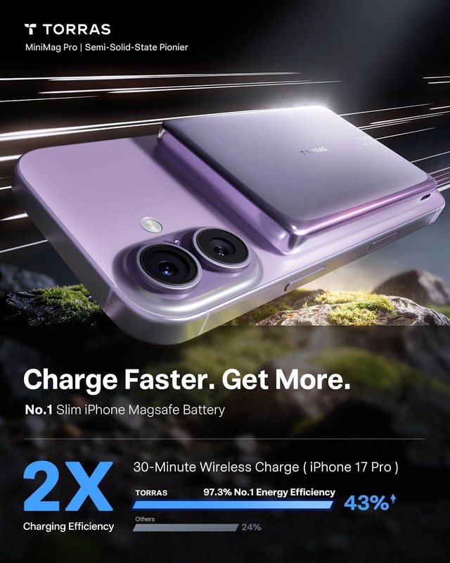 Alt view image 2 of 7 - MiniMag Pro iPhone 18 Pro Max Portable Charger Power Bank, 10000mAh | 15W Magnetic Battery Pack for iPhone 18/16/15/14/13, Slim Wireless Charger with 30W USB-C Semi-Solid-State Battery for Travel
