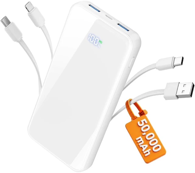 Main image of 50000mAh Portable Charger, Built-in 4 Cables,22.5W Fast Charging Power Bank | Up to 65% in 30 Minutes,Charge 6 Devices,USB C External Battery for iPhone 18/17/16/15 Samsung iPad,Android