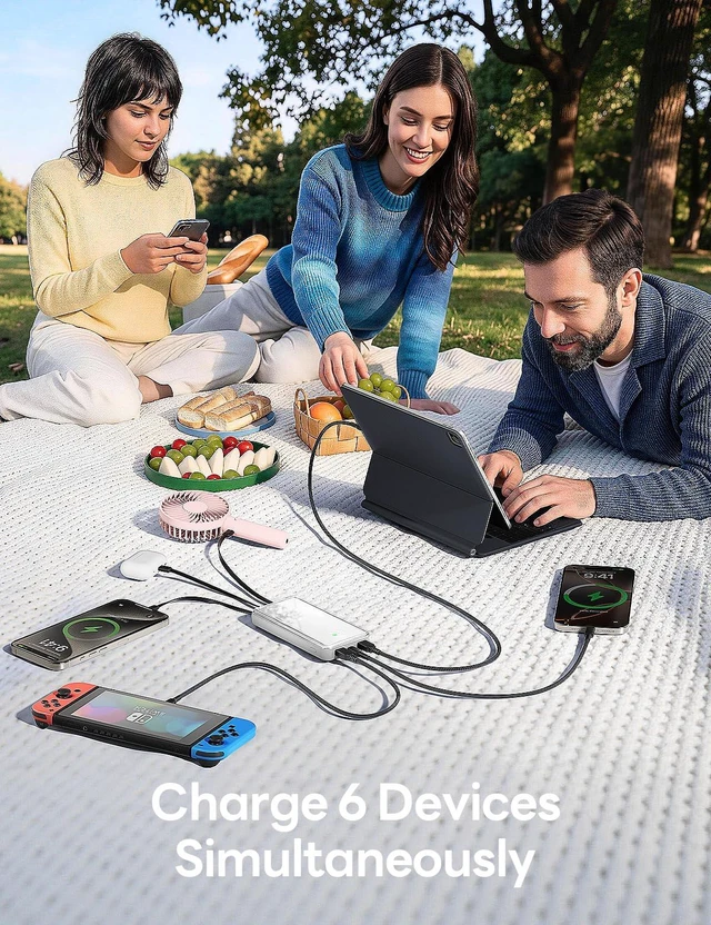 Alt view image 3 of 7 - 50000mAh Portable Charger, Built-in 4 Cables,22.5W Fast Charging Power Bank | Up to 65% in 30 Minutes,Charge 6 Devices,USB C External Battery for iPhone 18/17/16/15 Samsung iPad,Android